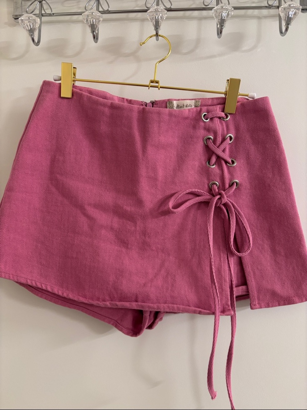 Altar'd State Rose Pink Lace-Up Skort